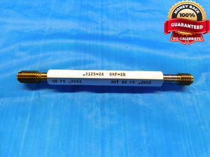 5/16 24 UNF 2B TiN COATED THREAD PLUG GAGE .3125 GO NO GO P.D.'S = .2854 & .2902 - DW19373LVR