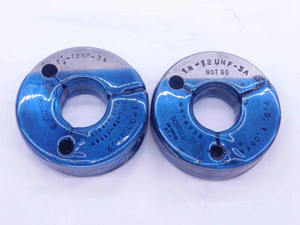 1 1/8 12 UNF 3A THREAD RING GAGES 1.125 1.1250 GO NO GO P.D.'S = 1.0709 & 1.0664 - DW21514RD