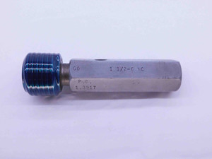 1 1/2 6 NC THREAD PLUG GAGE 1.5 1.50 1.500 GO ONLY P.D. = 1.3917 UNC 2B OR 3B - DW21695RD