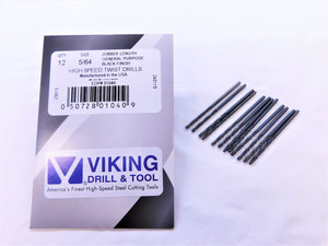 12PCS VIKING 5/64 O.D. BLACK OXIDE HSS JOBBER LENGTH TWIST DRILL BIT 01040 .0781 - VDT-MS6631