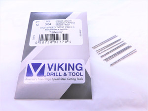 12PCS VIKING 3/64 O.D. HSS JOBBER LENGTH TWIST DRILL BIT 02770 3/4 LOC .0468 - VDT-MS6645