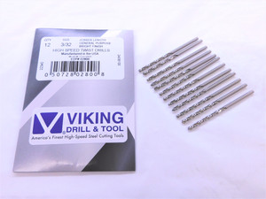 12PCS VIKING 3/32 O.D. HSS JOBBER LENGTH TWIST DRILL BIT 02800 1 1/4 LOC .0937 - VDT-MS6646