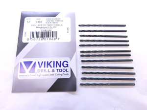 12PCS VIKING 7/64 O.D. BLACK OXIDE HSS JOBBER LENGTH TWIST DRILL BIT 01060 .1093 - VDT-MS6665
