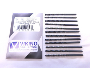 12PCS VIKING 5/32 O.D. BLACK OXIDE HSS JOBBER LENGTH TWIST DRILL BIT 02843 .1562 - VDT-MS6670