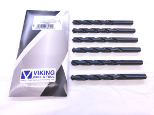 6PCS VIKING 27/64 O.D. BLACK OXIDE HSS JOBBER LENGTH TWIST DRILL BIT 06070 .4218 - VDT-MS6684