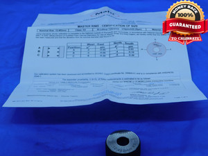 CERTIFIED 12.452 CLASS XX MASTER PLAIN BORE RING GAGE 12.500 -.048 13 mm .4902 - DE0209AP3