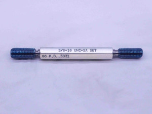 3/8 16 UNC 2A SET THREAD PLUG GAGE .375 .3750 GO NO GO P.D.'S = .3331 & .3287 - DW23878RD