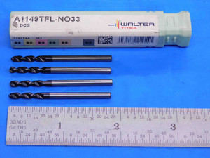 4PCS WALTER TITEX #33 TFL HSS SCREW MACHINE DRILL BIT A1149TFL-NO33 0.113 .113 - AB0490CU2