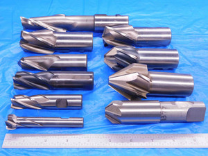 LOT OF 10 HSS SQUARE / RADIUS / TAPERED END MILLS VARIOUS SIZES FROM 3/4 TO 2" - AB0610LVR