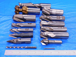 LOT OF 15 HSS & COBALT TAPERED / SQUARE / CORNER END MILLS SIZES 3 mm TO 1 3/4 - AB0612LVR