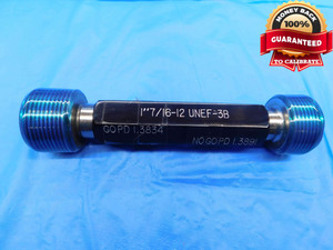 1 7/16 12 UNEF 3B THREAD PLUG GAGE 1.4375 GO NO GO P.D.'S = 1.3834 & 1.3891 - DW24967LVR