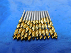 12PCS 7/64 O.D. TIN HSS TWIST DRILL BIT CBOR 038-110 0.835 LOC 1.865 OAL .1093 - RB0774BW2