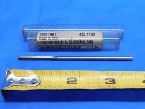 YANKEE 0.119 OD HSS REAMER 4 FL .119 .1190 1/8 .1250 -.0060 UNDERSIZE 3 mm - RB1306AB3