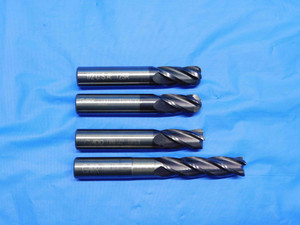4 pcs 1/2 SOLID CARBIDE END MILLS SQUARE BALL NOSE & RADIUS LOC 1" & 2" .5 GARR  - BS0848AY3