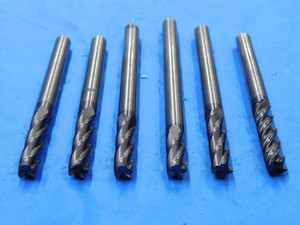 6pc LOT REGROUND 1/4 O.D. CARBIDE END MILLS CORNER RADIUS BULL NOSE .25 GARR - RB2287AY3