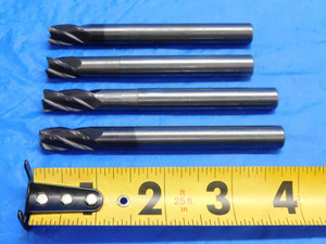 4pc LOT REGROUND 3/8 O.D. CARBIDE END MILLS CORNER RADIUS BULL NOSE .375 GARR - RB2276AY3