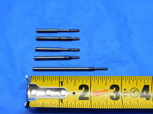 LOT OF 5 .078 - .095" O.D. REGROUND SOLID CARBIDE BALL NOSE END MILLS 1/8" SHANK - BS0899AY3