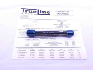 CERTIFIED M20 X 2.5 6H THREAD PLUG GAGE 20 GO NO GO P.D.'S = 18.376 & 18.600 - DW25969TLC