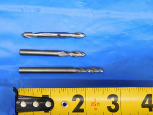 3pcs 3/16 O.D. SOLID CARBIDE END MILLS 2 FLUTE .1875 SQUARE BALL DOUBLE ENDED - BS1128AG3