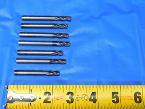 LOT OF 7 GARR 1/4" O.D. REGROUND SOLID CARBIDE SQUARE END MILLS 13/32"-3/4" LOC - BS1268AY3