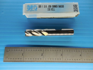 SGS 38049 3/8 .030 CORNER RADIUS 4 FLUTE END MILL TOOLING MACHINIST TOOLMAKER