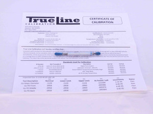 CERTIFIED 4 40 UNC 2B THREAD PLUG GAGE #4 .112 GO NO GO P.D.'S = .0958 & .0991 - DW26172TLC