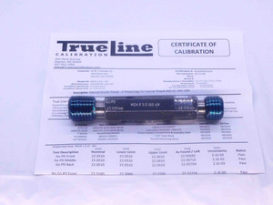 CERTIFIED M24 X 3 6H THREAD PLUG GAGE 24 3.0 GO NO GO P.D.'S = 22.051 & 22.316 - DW26165TLC CERTIFIED M24 X 3 6H THREAD PLUG GAGE 24 3.0 GO NO GO P.D.'S = 22.051 & 22.316 - DW26165TLC