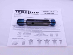 CERTIFIED M24 X 3 6H THREAD PLUG GAGE 24 3.0 GO NO GO P.D.'S = 22.051 & 22.316 - DW26165TLC