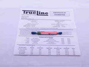 CERTIFIED 1/4 20 UNC 3B THREAD PLUG GAGE .25 GO NO GO P.D.'S = .2175 & .2211 - DW26196TLC