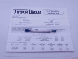 CERTIFIED 1/4 28 UNF 3B THREAD PLUG GAGE .25 GO NO GO P.D.'S = .2268 & .2300 - DW26198TLC