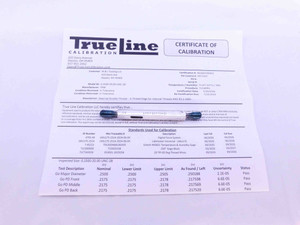 CERTIFIED 1/4 20 UNC 2B THREAD PLUG GAGE .25 GO NO GO P.D.'S = .2175 & .2224 - DW26195TLC