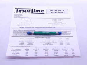 CERTIFIED 1/4 28 UNF 2B THREAD PLUG GAGE .25 GO NO GO P.D.'S = .2268 & .2311 - DW26197TLC