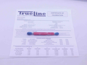 CERTIFIED 5/16 18 UNC 3B THREAD PLUG GAGE .3125 GO NO GO P.D.'S = .2764 & .2803 - DW26283TLC