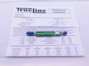 CERTIFIED 3/8 16 UNC 2B THREAD PLUG GAGE .375 GO NO GO P.D.'S = .3344 & .3401 - DW26288TLC