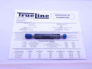 CERTIFIED 7/16 14 UNC 2B THREAD PLUG GAGE .4375 GO NO GO P.D.'S = .3911 & .3972 - DW26294TLC