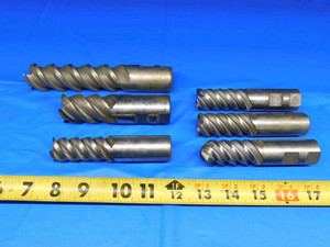 LOT OF 6 HSS CENTER CUTTING SQUARE END MILLS 1" - 1 1/4 CUTTING DIAMETERS 1.0 - BR1916BY2