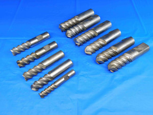 LOT OF 11 HSS SQUARE / BALL NOSE END MILLS 1/2, 3/4, 1" CUTTING DIAMETERS - BR1948BY2
