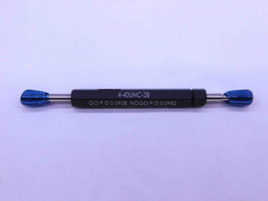 4 40 UNC 3B THREAD PLUG GAGE #4 .112 .1120 GO NO GO P.D.'S = .0958 & .0982 CHECK - DW26457RD