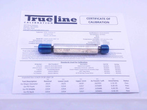 CERTIFIED 9/16 24 UNEF 2B THREAD PLUG GAGE .5625 GO NO GO PD'S = .5354 & .5405 - DW26465TLC