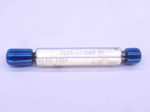 CERTIFIED 9/16 24 UNEF 2B THREAD PLUG GAGE .5625 GO NO GO PD'S = .5354 & .5405 - DW26465TLC
