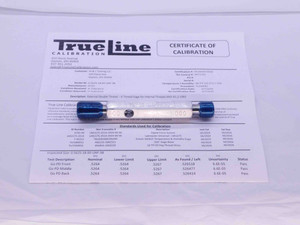 CERTIFIED 9/16 18 UNF 3B THREAD PLUG GAGE .5625 GO NO GO P.D.'S = .5264 & .5308 - DW26467TLC