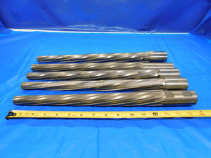 LOT OF 5 TAPERED REAMERS / END MILLS VARIOUS SIZES SPIRAL FLUTES STRAIGHT SHANK