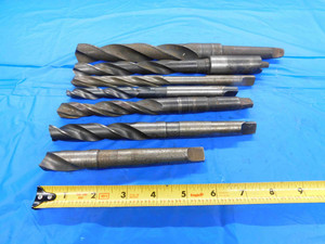 LOT OF 7 HSS TWIST DRILL BITS VARIOUS SIZES UP TO 61/64 WITH MORSE TAPER SHANKS - BT1851BN3