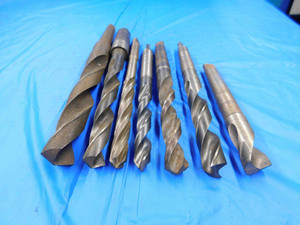 LOT OF 7 HSS TWIST DRILL BITS VARIOUS SIZES UP TO 61/64 WITH MORSE TAPER SHANKS - BT1851BN3