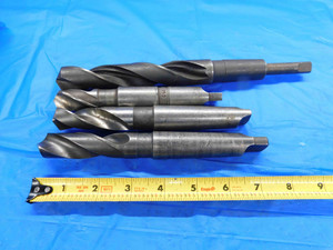 LOT OF 4 HSS TWIST DRILL BITS SIZES UP TO 1 1/32" MORSE TAPER #3 SHANKS MT3 - BT1973BH3