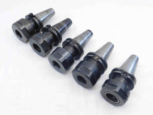 5 pc LOT OF CAT40 TG100 COLLET CHUCK TOOL HOLDERS 3" PROJECTION CV40TG100300 HEX - BT2323LVR