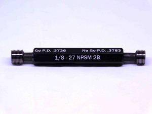 NEW 1/8 27 NPSM 2B PIPE THREAD PLUG GAGE .125 GO NO GO P.D.'S = .3736 & .3783 - MS6857LZ