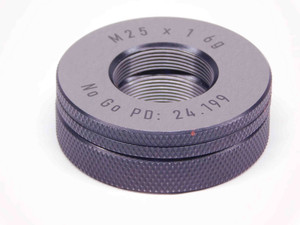 NEW M25 X 1 6g SOLID THREAD RING GAGES 25 1.0 GO NO GO P.D.'S = 24.324 & 24.199 - MS6864LZ