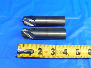 2 PCS 1" O.D. 1 1/4 LOC 4" OAL CARBIDE END MILLS 1" SHANK 4 FL 1.0 DRILL MILL - BR3624BR3
