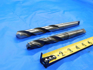 2 PC. LOT OF HSS TWIST DRILL BITS 11/16 CUTTING DIA MT2 SHANK ONE FLAT BOTTOM - CB2701LVR